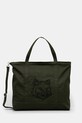 Pamučna torba Maison Kitsuné Fox Head Xl Tote natpis zelena LW05105WW0107