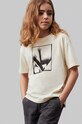 Dětské bavlněné tričko Calvin Klein Jeans kulatý béžová IB0IB02161.9BYH