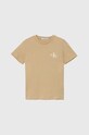 Calvin Klein Jeans t-shirt bawełniany dziecięcy nadruk beżowy IU0IU00624.9BYH