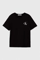 Παιδικό βαμβακερό μπλουζάκι Calvin Klein Jeans IU0IU00624.9BYH μαύρο AW24