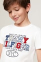Chłopiec Tommy Hilfiger t-shirt bawełniany dziecięcy KB0KB08664.9BYH.116.122 biały