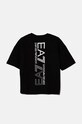 EA7 Emporio Armani t-shirt bawełniany dziecięcy 6DBT58.BJ02Z czarny AW24