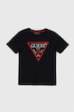 Guess t-shirt bawełniany dziecięcy aplikacja czarny L4YI54.K8HM4.9BYH