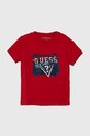 Guess t-shirt bawełniany dziecięcy nadruk czerwony N4YI00.K8HM4.9BYH