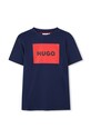 HUGO t-shirt bawełniany dziecięcy nadruk granatowy G00144.114.150