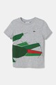 Lacoste t-shirt bawełniany dziecięcy nadruk szary TJ2578