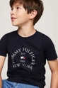 Chłopiec Tommy Hilfiger t-shirt bawełniany dziecięcy KB0KB09278.9BYH.128.176 granatowy