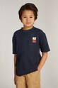 Otroška bombažna kratka majica Tommy Hilfiger Okrogel mornarsko modra KB0KB09280.9BYH.128.176