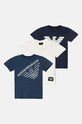 Emporio Armani t-shirt bawełniany dziecięcy 3-pack nadruk granatowy 6D4DJ6.4J54Z