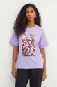 μωβ Βαμβακερό μπλουζάκι BOSS Γυναικεία