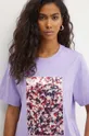 fioletowy BOSS t-shirt bawełniany