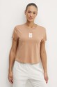 Dkny t-shirt bawełniany nadruk beżowy DP4T9699