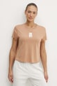 Dkny t-shirt bawełniany nadruk beżowy DP4T9699