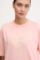Guess t-shirt bawełniany AURLIE różowy V4YI06.I3Z14