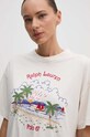 Tričko s příměsí lnu Polo Ralph Lauren béžová 211935617