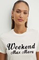 Памучна тениска Weekend Max Mara бежов 2425976031600