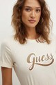 Guess t-shirt bawełniany GLITTERY beżowy W4YI09.JA914