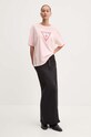 Хлопковая футболка Guess Jeans W4YI76.K8HM0 розовый AW24