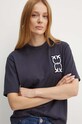 Pinko t-shirt bawełniany granatowy 104043.A23D