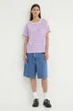 Хлопковая футболка Marc O'Polo DENIM фиолетовой