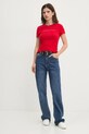 Bavlnené tričko Tommy Jeans DW0DW18398 červená NC24