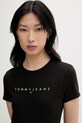 Tommy Jeans T-shirt damski bawełniany czarny DW0DW18398