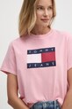 Tommy Jeans t-shirt bawełniany nadruk różowy DW0DW18629