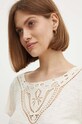 Хлопковая футболка Lauren Ralph Lauren бежевый 200940443