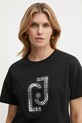 Liu Jo t-shirt bawełniany aplikacja czarny WF4104.J5904