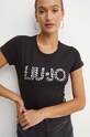 Bavlněné tričko Liu Jo černá WF4107.JS923