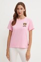 Tričko Moschino Underwear nášivka růžová A0789.4410