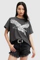 Βαμβακερό μπλουζάκι AllSaints FLITE BRIAR στάμπα γκρί W089JA