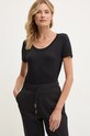 Μπλουζάκι United Colors of Benetton με ελαστάν μαύρο 3Z12D1087