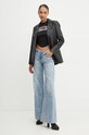 Βαμβακερό τοπ Versace Jeans Couture 77HAHL04.CJ01L μαύρο AW24