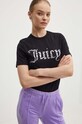 Juicy Couture tricou din bumbac DIAMANTE JEWEL GIRLFRIEND T-SHIRT- negru JCMCT224257.101