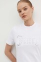 Juicy Couture t-shirt bawełniany DIAMANTE JEWEL GIRLFRIEND T-SHIRT- biały JCMCT224257.117