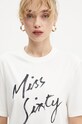 Miss Sixty t-shirt z domieszką jedwabiu beżowy 6L3SJ3780000