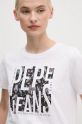 Pepe Jeans t-shirt bawełniany GLORIA nadruk biały PL505964