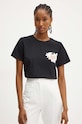 Twinset tricou din bumbac imprimeu negru 242TP2520