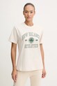 New Balance t-shirt bawełniany aplikacja beżowy WT43548LIT