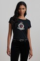 Lauren Ralph Lauren t-shirt bawełniany nadruk czarny 200955438