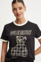 Ρούχα Βαμβακερό μπλουζάκι Guess MIDGE V4BI02.K8FQ4 μαύρο