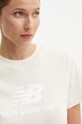 New Balance t-shirt bawełniany beżowy WT41502LIN