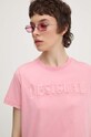 Хлопковая футболка Desigual BRANDY розовый 24WWTK24