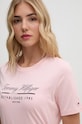 Bavlněné tričko Tommy Hilfiger růžová WW0WW43502