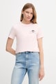 Bavlnené tričko Gant nášivka ružová 4200277