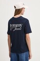 Odzież Tommy Jeans t-shirt bawełniany DW0DW18786 granatowy