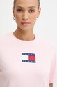 Одяг Бавовняна футболка Tommy Jeans DW0DW18796 рожевий