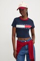 Βαμβακερό μπλουζάκι Tommy Jeans σκούρο μπλε DW0DW19044