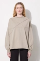 Βαμβακερή μπλούζα Rick Owens Crater T λείο μπεζ DS02D2235.RIGET1